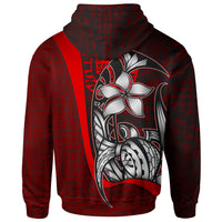 Tahiti Polynesian Zip up Hoodie Red Turtle with Hook - Polynesian Pride