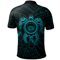 Hawaii Polynesian Polo Shirt Vintage Polynesian Turtle (Turquoise) - Polynesian Pride