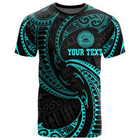 American Samoa Polynesian Custom T Shirt Neon Blue Tribal Wave Unisex Neon Blue - Polynesian Pride