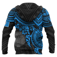 Northern Mariana Islands Polynesian Hoodie (Zip up) Blue Turtle - Polynesian Pride