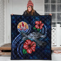 Tahiti Polynesian Premium Quilt - Blue Turtle Hibiscus - Polynesian Pride