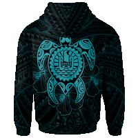 Tahiti Polynesian Custom Hoodie Vintage Polynesian Turtle (Turquoise) - Polynesian Pride