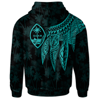 Guam Custom Zip up Hoodie Polynesian Wings (TurQuoiSe) - Polynesian Pride