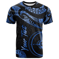 Yap Micronesia Custom T Shirt Polynesian Tattoo Blue Version Unisex Blue - Polynesian Pride