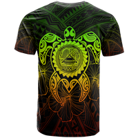 American Samoa Polynesian Custom T Shirt Vintage Polynesian Turtle (Reggae) - Polynesian Pride