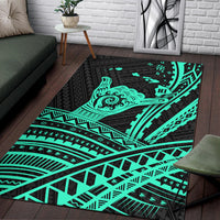 Hawaii Shaka Polynesian Tribal Turquoise Area Rug - LT12 - Polynesian Pride