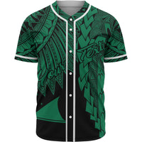 Tokelau Polynesian Custom Personalised Baseball Shirt - Tribal Wave Tattoo Green Unisex Green - Polynesian Pride