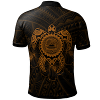 American Samoa Polynesian Custom Polo Shirt Vintage Polynesian Turtle (Golden) - Polynesian Pride