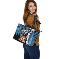 Fiji Polynesian Leather Tote Bag - Tribal Wave Tattoo Flag Style - Polynesian Pride