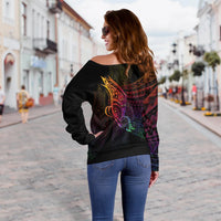 Samoa Women's Off Shoulder Sweater - Butterfly Polynesian Style - Polynesian Pride