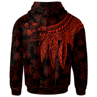 Fiji Custom Hoodie Polynesian Wings (Red) - Polynesian Pride