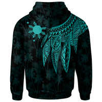 The Philippines Custom Hoodie Polynesian Wings (TurQuoiSe) - Polynesian Pride