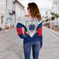 Samoa Polynesian Off Shoulder Sweater - Legend of Samoa - Polynesian Pride