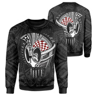 Hawaii Polynesian Warrior Mask Sweatshirt - AH - Toon Style Unisex Black - Polynesian Pride