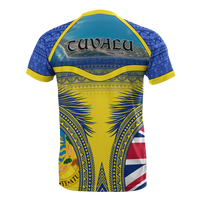 Tuvalu Custom T Shirt Tuvaluan Flag Coat of Arms Coconut Leaves - Polynesian Pride