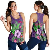 Polynesia Women's Racerback Tank - Hibiscus With Tribal Mauve Color - LT12 Red - Polynesian Pride