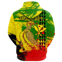 Hawaii Reggae Kanaka Maoli Warrior Spearhead Zip Hoodie - Polynesian Pride