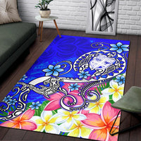 Fiji Area Rug - Turtle Plumeria (Blue) - Polynesian Pride