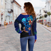 Hawaii Custom Personalised Women's Off Shoulder Sweater - Vintage Tribal Moutain - Polynesian Pride