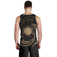 Northern Mariana Islands Polynesian Men's Tank Top - Gold Tribal Wave - Polynesian Pride