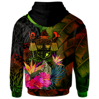 Fiji Polynesian Custom Hoodie Hibiscus and Banana Leaves - Polynesian Pride