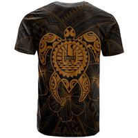 Tahiti Polynesian Custom T Shirt Vintage Polynesian Turtle (Golden) - Polynesian Pride