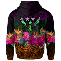 Kosrae Custom Zip up Hoodie Summer Hibiscus - Polynesian Pride