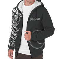 Chuuk Pattern Sherpa Hoodie - Black Style - FSM - Polynesian Pride