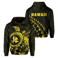 Kanaka Map Hoodie (Yellow) Turtle Style Unisex White - Polynesian Pride