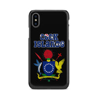 Cook Islands Phone Case - Coat of Arm Name iPhone X One Size Black - Polynesian Pride