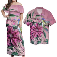 Clematis Humming Bird Matching Dress and Hawaiian Shirt Hawaii RLT14 No Dress - Polynesian Pride