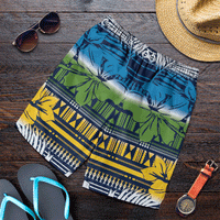 Polynesian Shorts for Men - Hibiscus Flower Tribal Fabric - Polynesian Pride