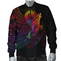 American Samoa Men's Bomber Jacket - Butterfly Polynesian Style - Polynesian Pride