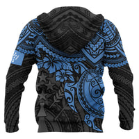 Kosrae Polynesian Zip up Hoodie Blue Turtle - Polynesian Pride