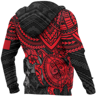 Tonga Polynesian Hoodie Red Turtle - Polynesian Pride