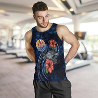 Tahiti Polynesian Men Tank Top - Blue Turtle Hibiscus - Polynesian Pride