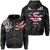 Hawaiian Kanaka Hoodie (Zipper) Heart Tattoo White Unisex White - Polynesian Pride