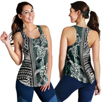 Polynesian Women's Racerback Tank - Turtle With Ethnic Motives And Floral Elements - LT20 - Polynesian Pride