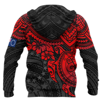 Cook Islands Polynesian Hoodie Red Turtle - Polynesian Pride