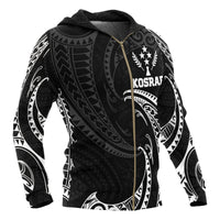 Kosrae Micronesia All Over Zip up Hoodie White Tribal Wave - Polynesian Pride