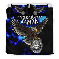 American Samoa Polynesian Bedding Set - Eagle With Flame Blue - Polynesian Pride