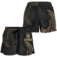 Samoa Polynesian Women's Shorts - Gold Tribal Wave - Polynesian Pride