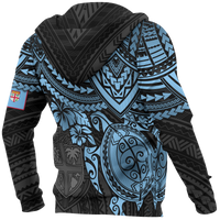Fiji Polynesian Hoodie Blue Turtle - Polynesian Pride