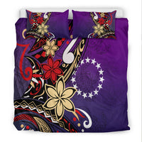 Cook Islands Bedding Set - Tribal Flower With Special Turtles Purple Color - Polynesian Pride