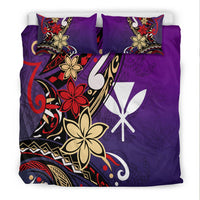 Hawaii Bedding Set - Tribal Flower With Special Turtles Purple Color - Polynesian Pride