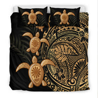 Polynesian Turtle Bedding Set Honu Family Gold LT4 - Polynesian Pride
