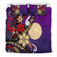 Palau Polynesian Bedding Set - Tribal Flower With Special Turtles Purple Color - Polynesian Pride