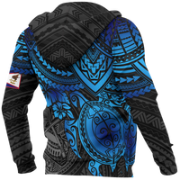 American Samoa Polynesian Hoodie Blue Turtle - Polynesian Pride