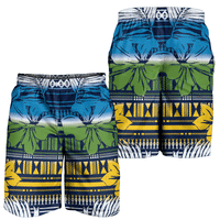 Polynesian Shorts for Men - Hibiscus Flower Tribal Fabric Vintage Color - Polynesian Pride