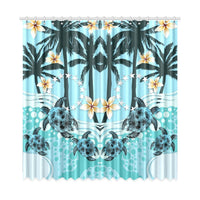 Cook Islands Window Curtain - Blue Turtle Hibiscus One Size cook Window Curtain 52"x108"(Two Piece) Blue - Polynesian Pride
